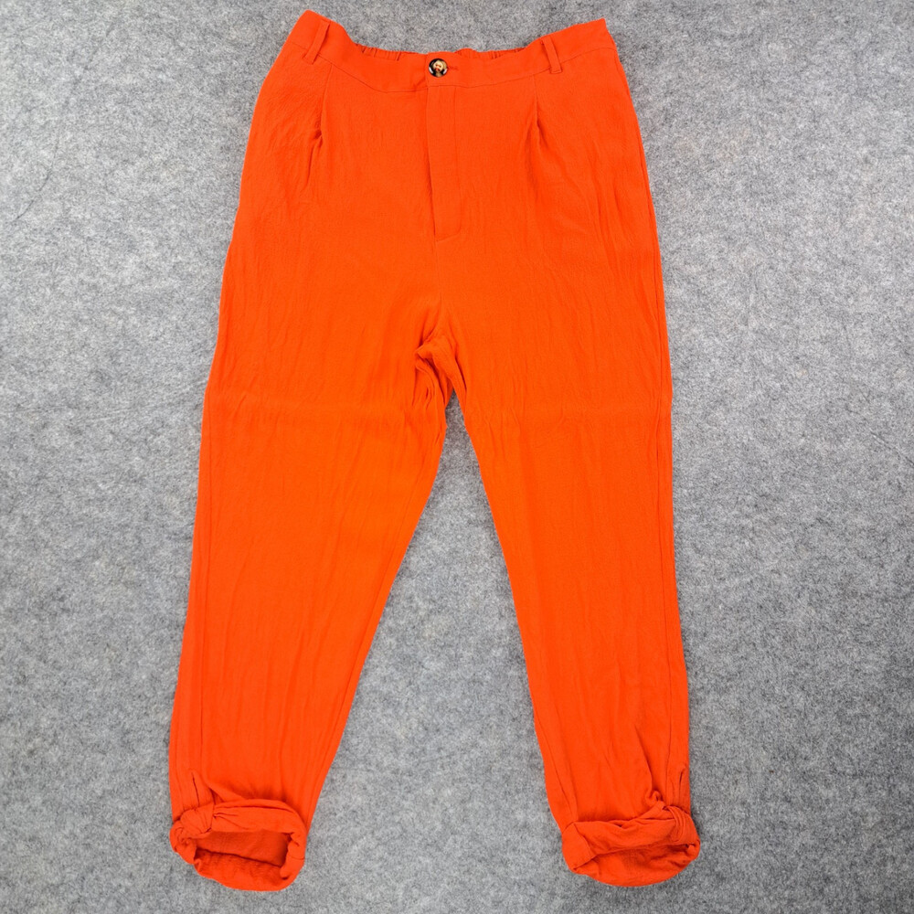 Elevenses Anthropologie Pants Womens Size 16 Orange Ankle Trousers Crop Cuffed